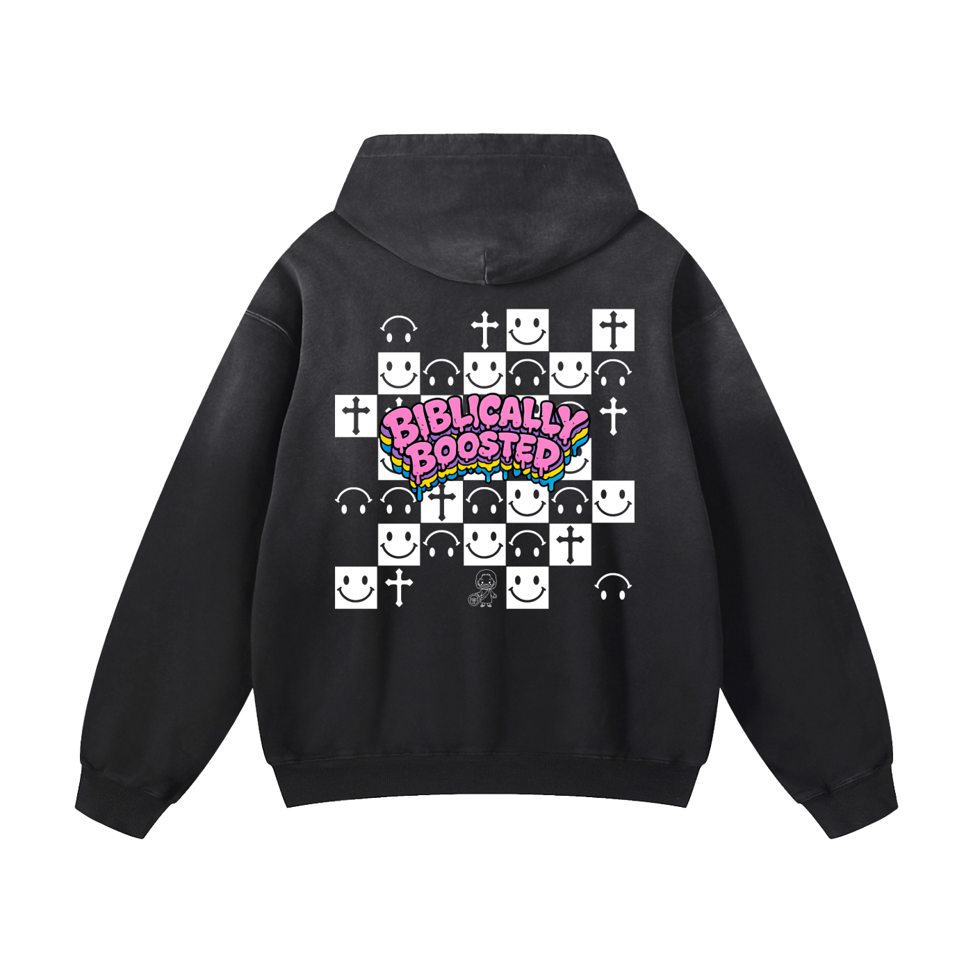 Biblically Boosted Sun Fade Checker Hoodie