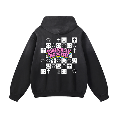 Biblically Boosted Sun Fade Checker Hoodie