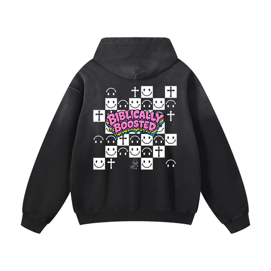Biblically Boosted Sun Fade Checker Hoodie
