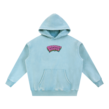 Biblically Boosted Snow Washed Checker Hoodie