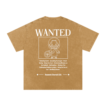 Biblically Boosted Wanted Snow Washed T-Shirt