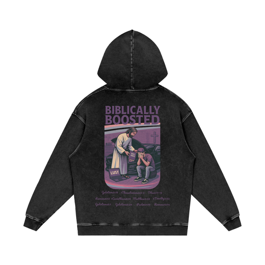 Biblically Boosted Mustang Lust Snow Washed Hoodie