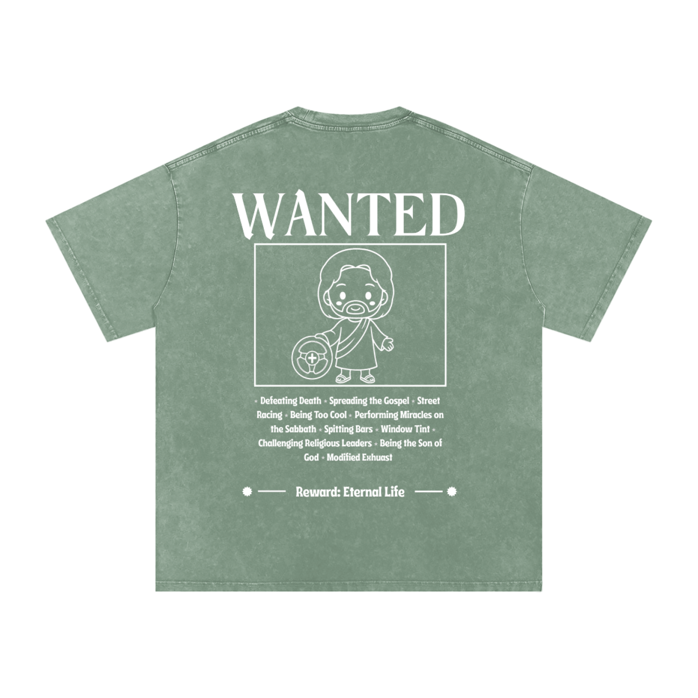 Biblically Boosted Wanted Snow Washed T-Shirt