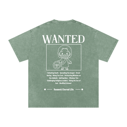 Biblically Boosted Wanted Snow Washed T-Shirt