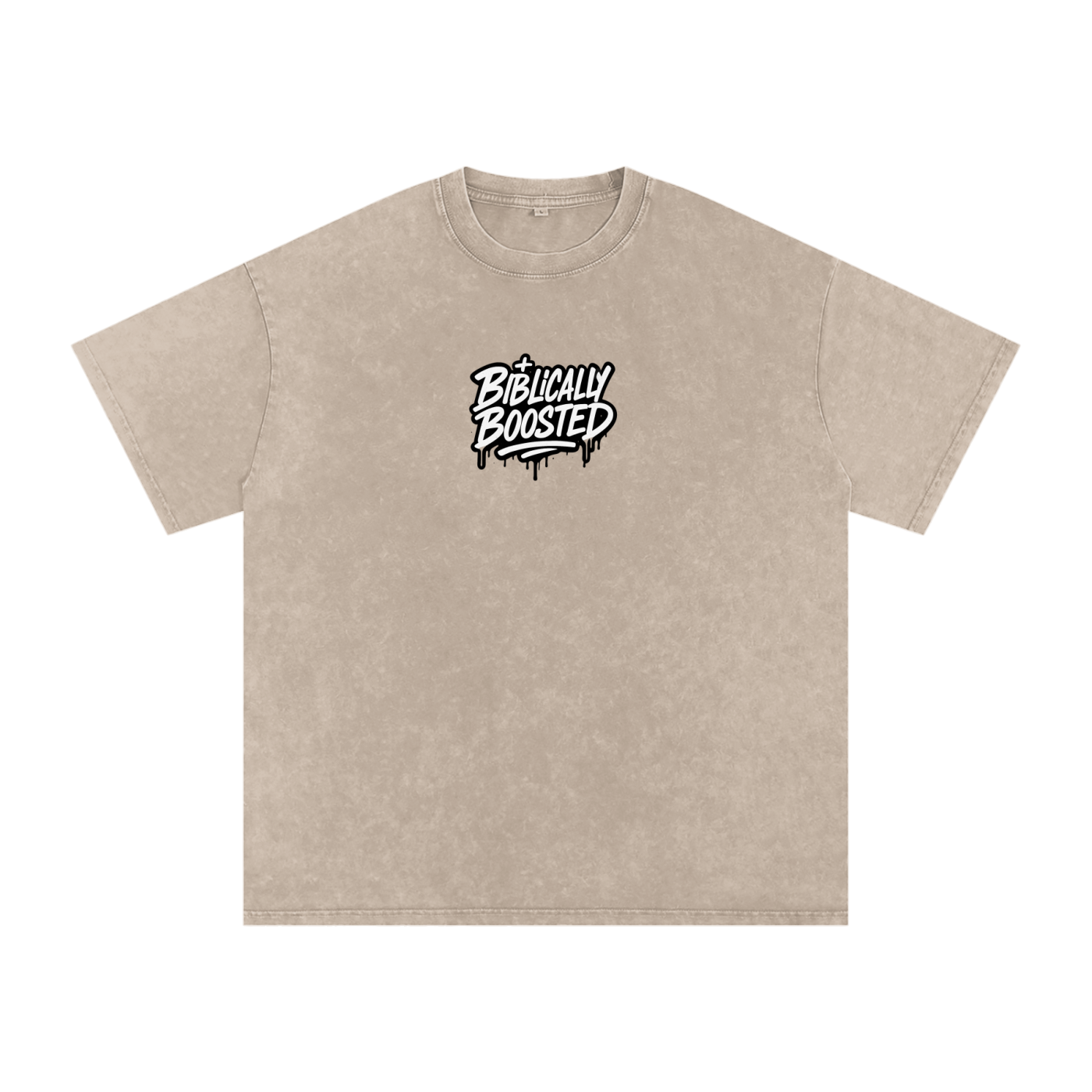 Biblically Boosted Drip logo Snow Washed T-Shirt