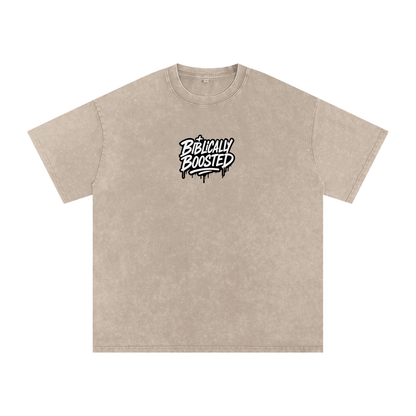 Biblically Boosted Drip logo Snow Washed T-Shirt