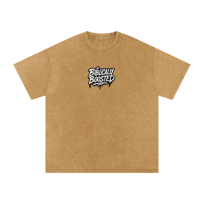 Biblically Boosted Drip logo Snow Washed T-Shirt