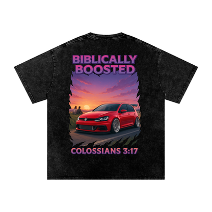 Biblically Boosted VW Golf Snow Washed T-shirt