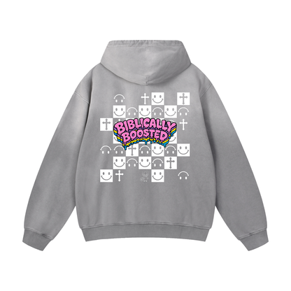 Biblically Boosted Sun Fade Checker Hoodie