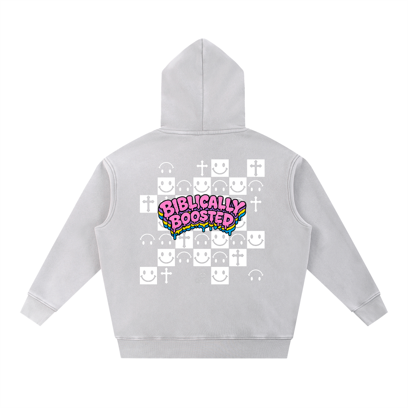 Biblically Boosted Snow Washed Checker Hoodie