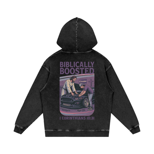 Biblically Boosted Mustang Snow Washed Hoodie